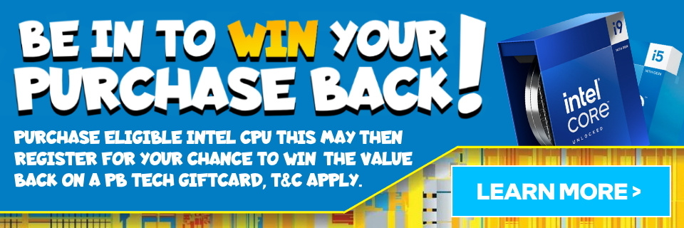 Picture of the Intel Win Your Purchase Back May 2024 promotion at PB Tech